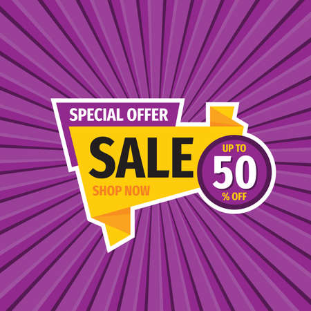 Sale discount - vector layout concept illustration. Abstract advertising promotion banner. Creative background. Special offer. Shop now. Graphic design elements.のイラスト素材