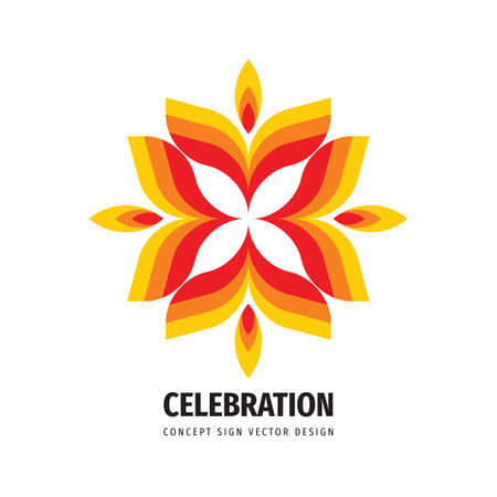 Celebration festival concept  design. Abstract leaves icon sign. Red, orange, yellow design elements. Flash fire energy symbol. Vector illustration.のイラスト素材