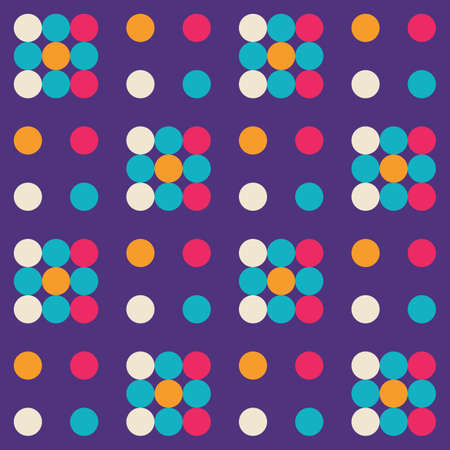Abstract geometric background design. Dots structure seamless pattern. Pixels circles shapes. Digital data technology. Blue and vibrant colors. Vector illustration.のイラスト素材
