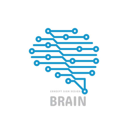 Digital brain logo design. Future big data technology vector icon. Network communication symbol....