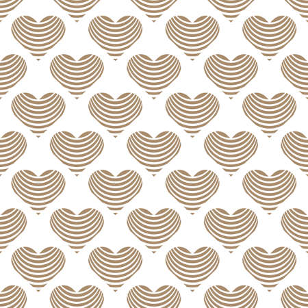 Gold heart on white background. Valentine's Day Abstract seamless vector pattern.のイラスト素材
