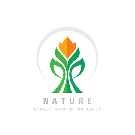 Nature leaves concept logo design. development business sign. green plant flora symbol. vector illustration.のイラスト素材