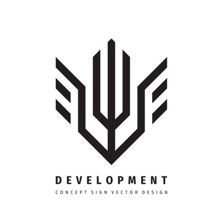 Abstract flower plant logo design. Development concept geometric icon. Stripes structure icon. Minimal graphic sign. Corporate identity. Vector illustration.のイラスト素材