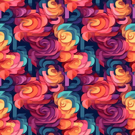 Seamless background pattern. Abstract floral pattern. Vector illustration. Flowers seamless pattern. Floral decorative background. Digital oil painting raster bitmap illustration.の素材