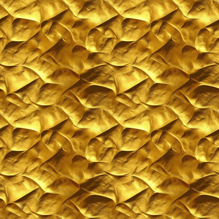 Golden metal surface seamless pattern. Yellow gold texture background. Luxury risch style wallpaper. Digital artistic artwork raster bitmap illustration. Graphic design art.の素材