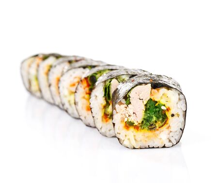Traditional japanese sushi isolated on white backgroundの写真素材