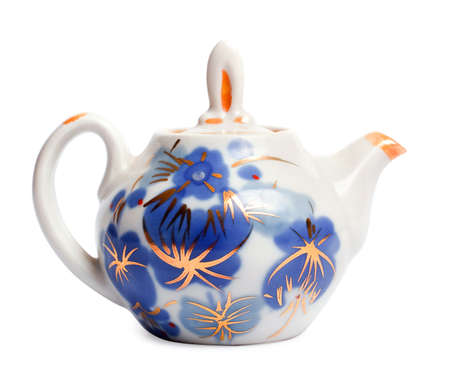 porcelain teapot on a white backgroundの写真素材