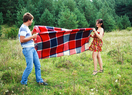 young couple relaxing in natureの写真素材