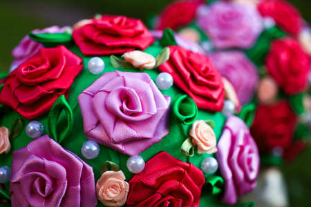 decorative fabric rosesの写真素材