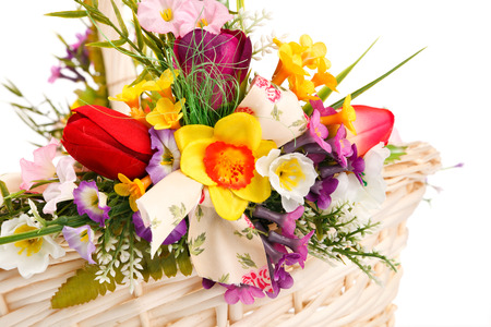 artificial flowers on a white backgroundの写真素材