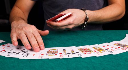 Cards for poker on tableの写真素材