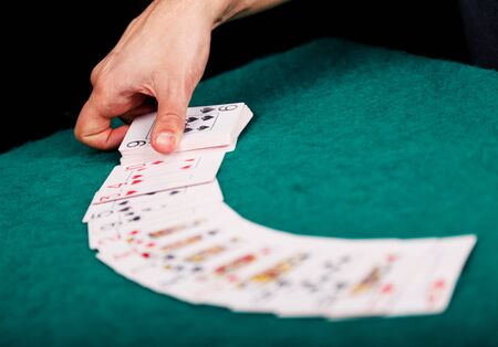 Cards for poker on tableの写真素材