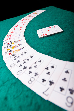 Cards for poker on tableの写真素材