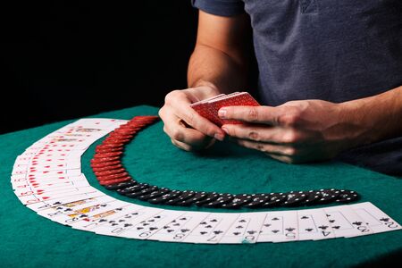 Cards for poker on tableの写真素材