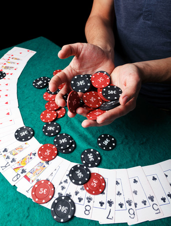 Cards and poker chipsの写真素材