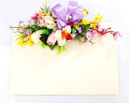 composition of  beautiful flowers on beige backgroundの写真素材