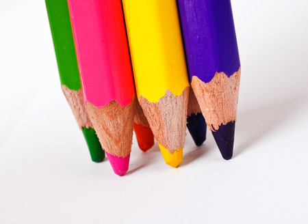 colored pencils on white backgroundの写真素材