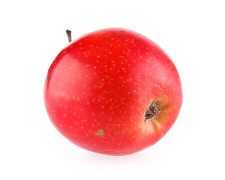 ripe red apple isolated on whiteの写真素材