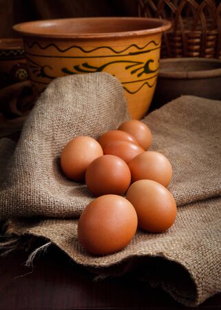 brown eggs in homeの写真素材