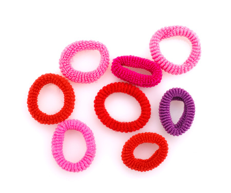 elastic bands for hair isolated on  whiteの写真素材