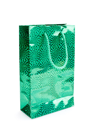 green gift packets isolated on  whiteの写真素材