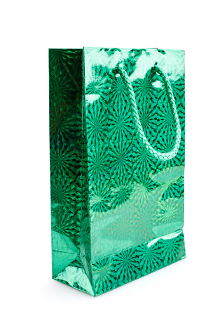 green gift packets isolated on  whiteの写真素材