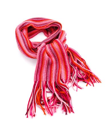 Striped scarf isolated  on whiteの写真素材