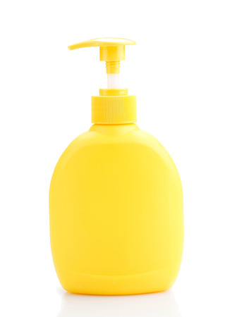 liquid soap in yellow Clear Pump Bottleの写真素材