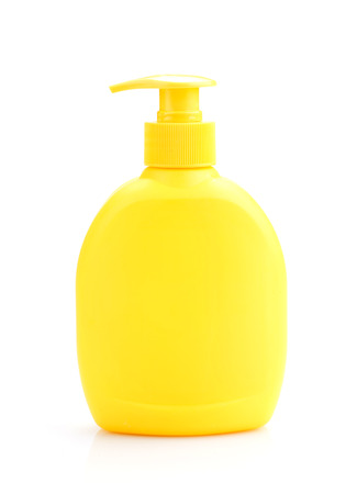 liquid soap in yellow Clear Pump Bottleの写真素材