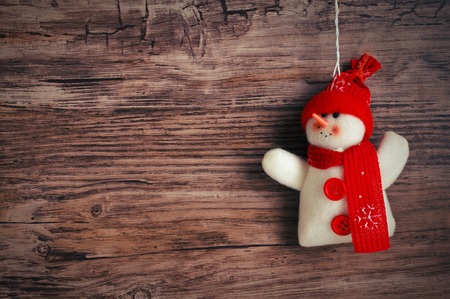 Christmas background with snowman and copy spaceの写真素材