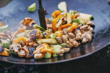 Roasted vegetables for vegetarians covered with a beautiful crust.の写真素材