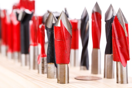 set of different drill bits for woodの写真素材