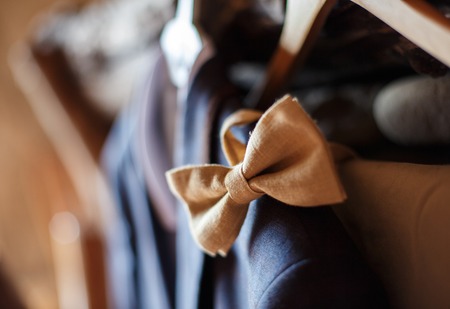 Mens wedding suit with bow tieの写真素材