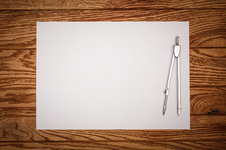 Workplace - technical project drawing with engineering tools. Construction background. blank sheet...