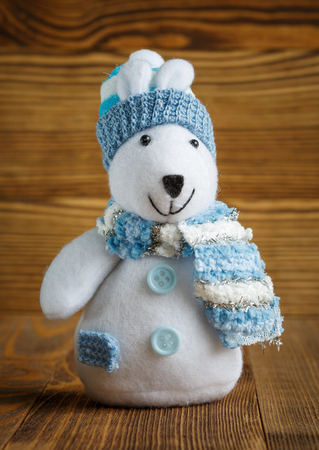 Christmas Doll : polar bear with hat and scarf for Christmas decoration. Holiday partyの写真素材