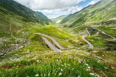 Mountain landscape. Romanian Carpathians. Cliffs nearby Transfagarasan road. High mountain peaks. Artistic picture. Transfagarasan highway, the most beautiful road in Europe, Romania. Transfagarashanの写真素材