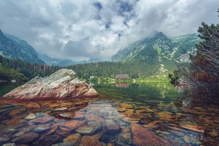 Popradske pleso in the High Tatras Mountains, Slovakiaの写真素材