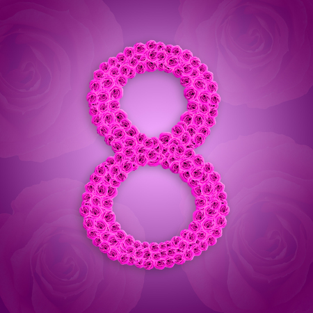 The figure 8 is made up of flowers. Element for the greeting card to the International Women's Day on March 8thの写真素材
