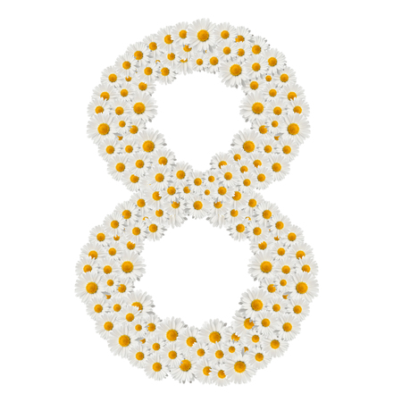The figure 8 is made up of flowers. Element for the greeting card to the International Women's Day on March 8th. Isolated with clipping path.の写真素材