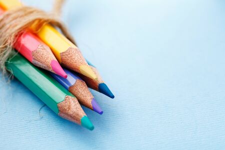 The group of pencils is connected by a ropeの写真素材