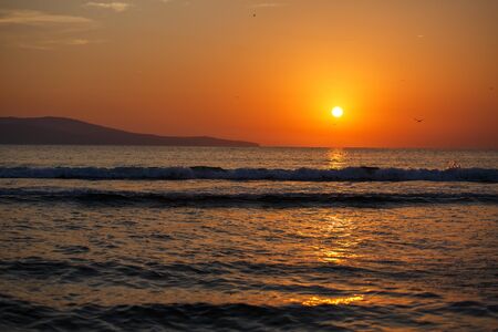 Beautiful sunset over the ocean. Sunset in the seaの写真素材