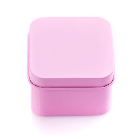 Pink surprise gift box isolate on white. Top viewの写真素材