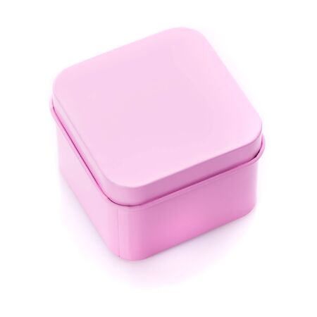 Pink gift box isolated on white background. Top viewの写真素材