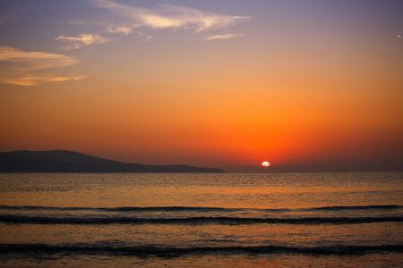 Beautiful sunset over the ocean. Sunset in the seaの写真素材