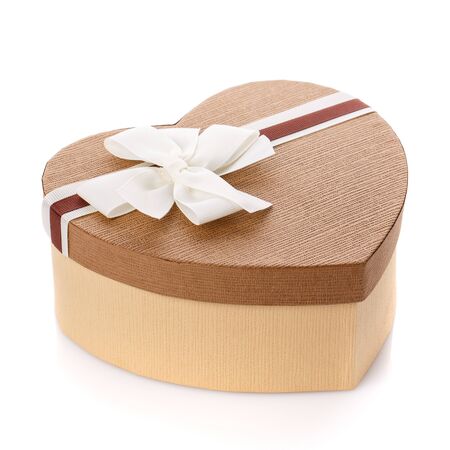Heart shaped Valentine's Day gift box on white background. Concept of Valentine's day celebration.の写真素材