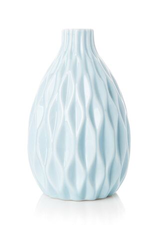 Original vase of turquoise color on a white background. Empty flower vase.の写真素材
