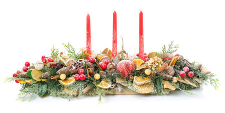 Composition with beautiful candlesticks and other decorations for home interiorの写真素材