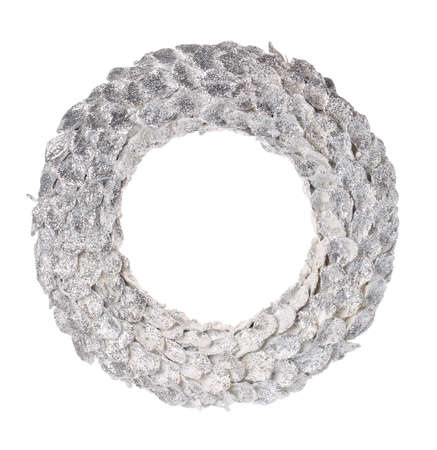 Traditional christmas wreath isolated on white. Christmas decorations for New year, holiday decorations.の写真素材
