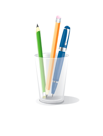 glass with pencils and penのイラスト素材