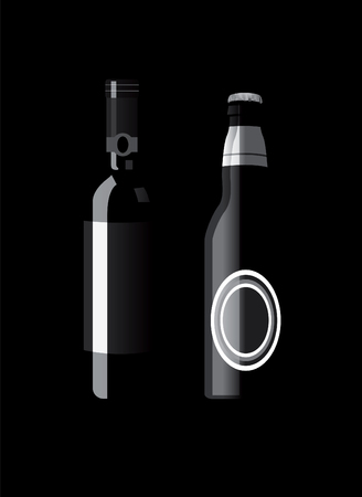 alcohol bottles. No transparensy and effects.のイラスト素材